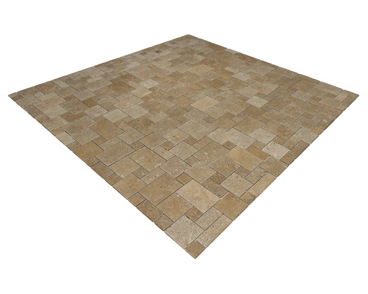 Wohnrausch Natursteinmosaik Travertin NOCE Mini Römischer Verband 35 x 35 cm, getrommelt, braun