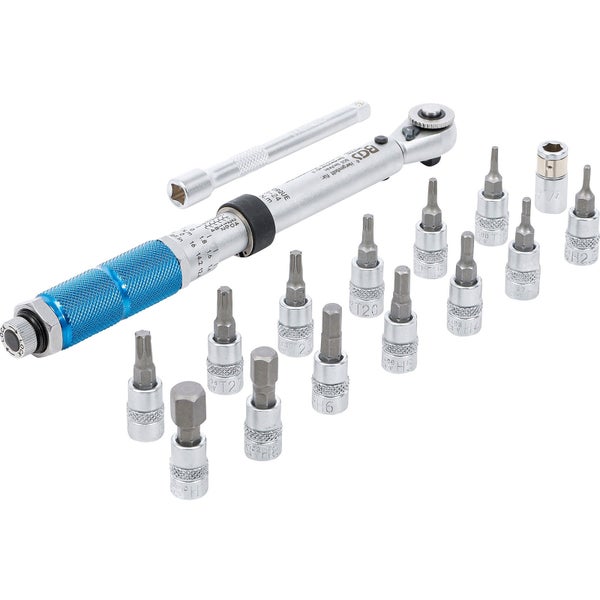 BGS Drehmomentschlüssel-Satz Abtrieb Außenvierkant 6,3 mm (1/4) 3 - 24 Nm 16tlg. - 72088