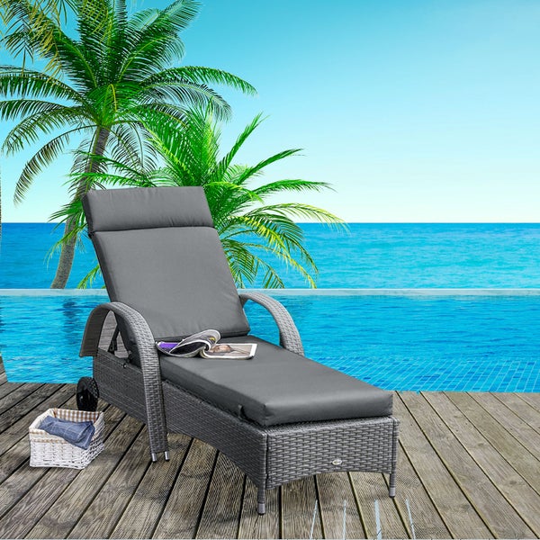 Outsunny Liegenauflage, 196L x 55B x 8H cm, Polyester, PP-Füllung, grau