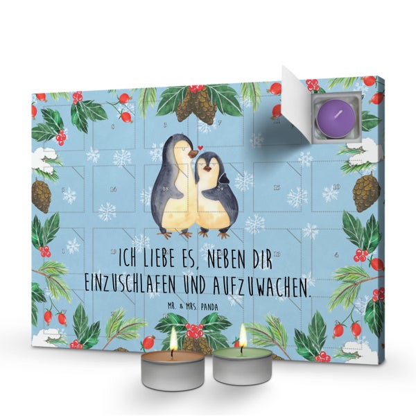 Mr. & Mrs. Panda Duftkerzen Adventskalender Pinguine Einschlafen - Blau Pastell