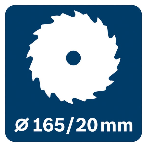 Sägeblatt mit 165 Millimeter Durchmesser und 20 Millimeter Bohrung.