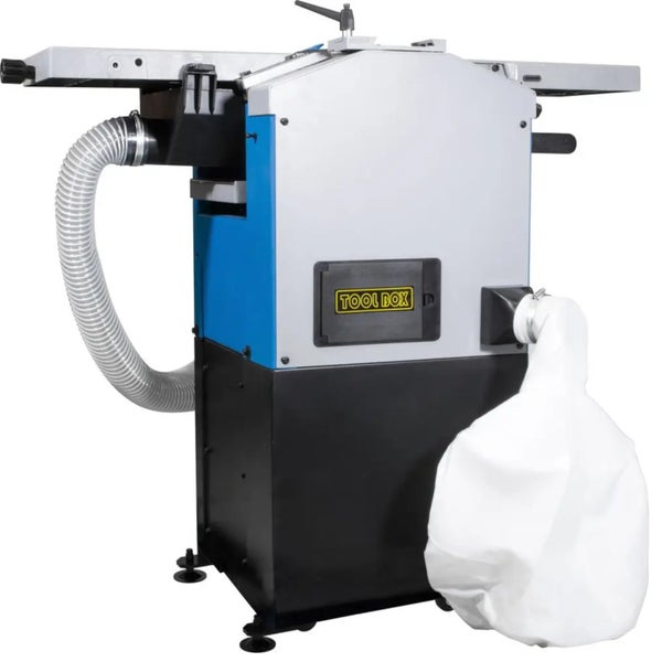 Hobelmaschine mit Absauganlage und Toolbox Logo