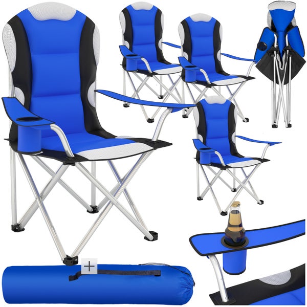 Campingstuhl tectake  60 x 88 x 110 cm faltbar, gepolstert blau