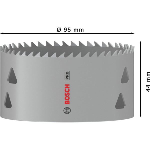 Bosch Lochsäge mit 95 Millimeter Durchmesser und 44 Millimeter Höhe.