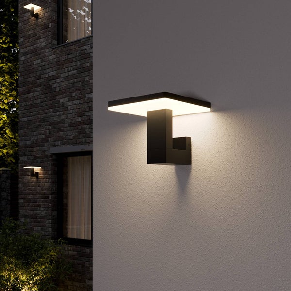 Lucande LED Wandleuchte außen Olesia (spritzwassergeschützt (Modern) in Schwarz aus Aluminium (1 flammig, ) - Außenwandleuchten Wandlampe Led Außenlampe Outdoor für