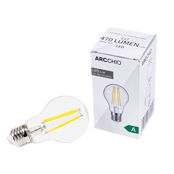 Arcchio LED-Filament-Leuchtmittel E27, 470 Lumen, 2,2 Watt, warmweiß, Energieeffizienzklasse A, mit Verpackung.