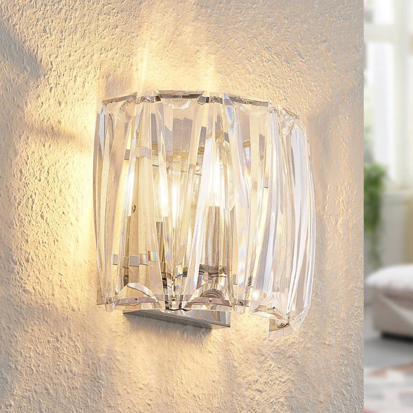 Lindby Wandleuchte, Wandlampe Innen Sofia in Transparent (1 flammig E14) - Wandstrahler Wandbeleuchtung Schlafzimmer / Wohnzimmer Wohnzimmerleuchte