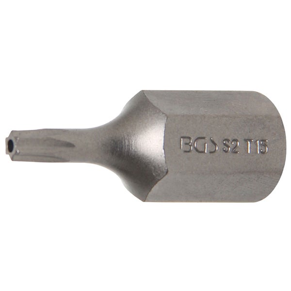 BGS Bit Antrieb Außensechskant 10 mm (3/8) T-Profil (für Torx) mit Bohrung T15 - 4615