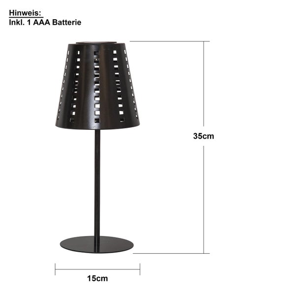Dekorative Tischleuchte mit Schirm und Maßen 35 cm Höhe und 15 cm Durchmesser