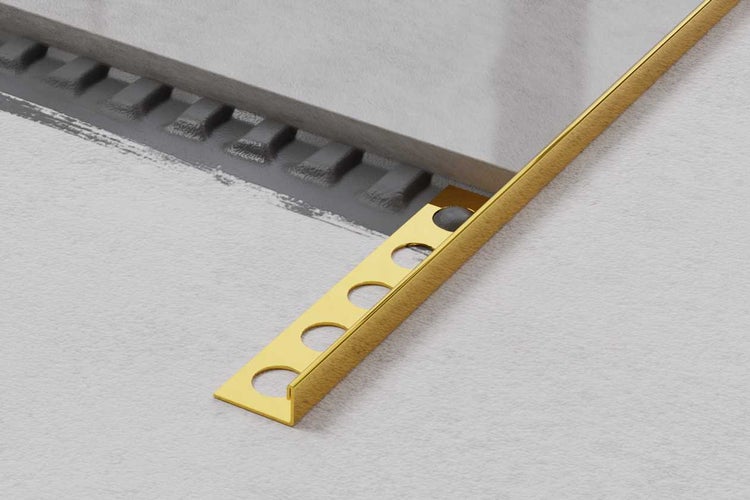Edelstahl J Eckprofil für Fliesen 1cm x 244cm - Glänzendes Gold
