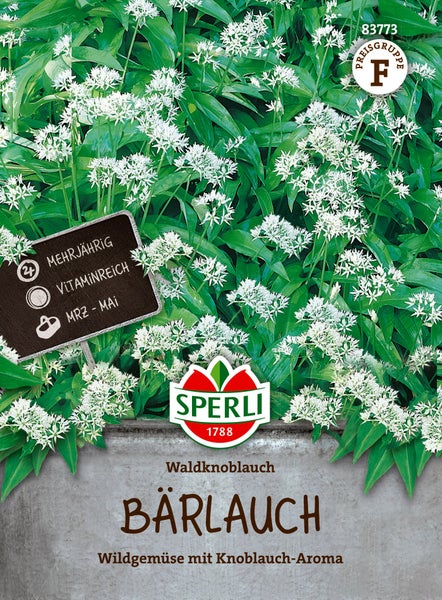 Sperli Bärlauch Saatgut für mehrjährigen Waldknoblauch mit Vitaminen und Erntezeit von März bis Mai.