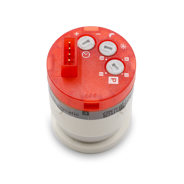 Steinel Nightmatic Sensormodul mit Einstellreglern für Zeit und Dämmerungsschwelle.