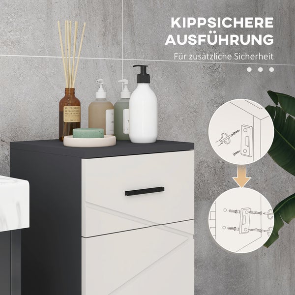 kleankin Badezimmerschrank Beistellschrank Badschrank mit Schublade, Verstellbar Ablagen, Aufbewahrungsschrank für Badezimmer, Wohnzimmer 30 x 30 x 82 cm Grau