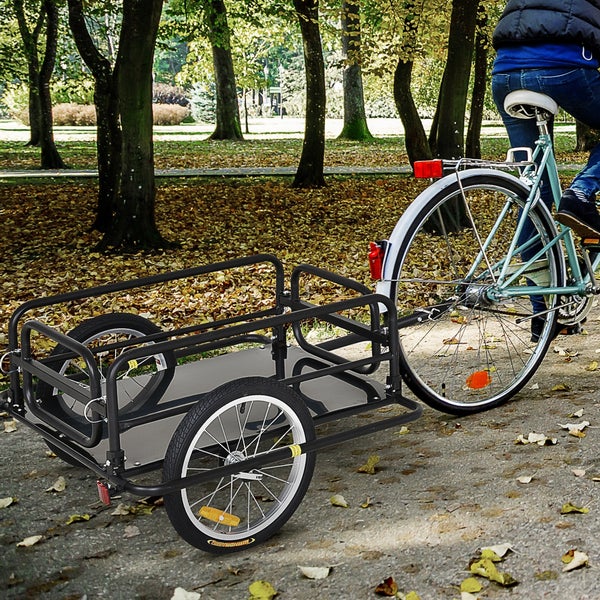 HOMCOM Fahrradanhänger, Lastenanhänger für Fahrrad, 40 kg Belastbarkeit, 139 x 71,5 x 49 cm, Stahl, Schwarz