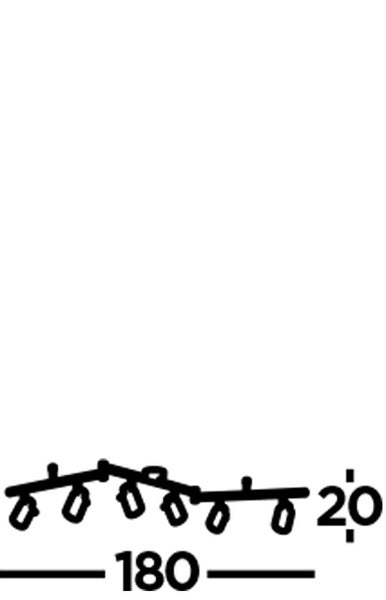 Illustration einer Lichterkette mit 180 Zentimeter Länge und 20 Zentimeter Zuleitung