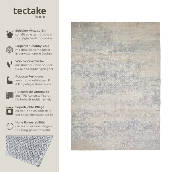 Vintage Designer Teppich tectake rutschfeste Unterfläche verschiedene Größen 160 x 230 cm