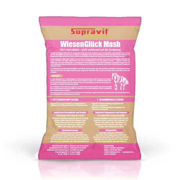 Supravit Wiesenglück Mash Pferdefutter, 15 kg Packung