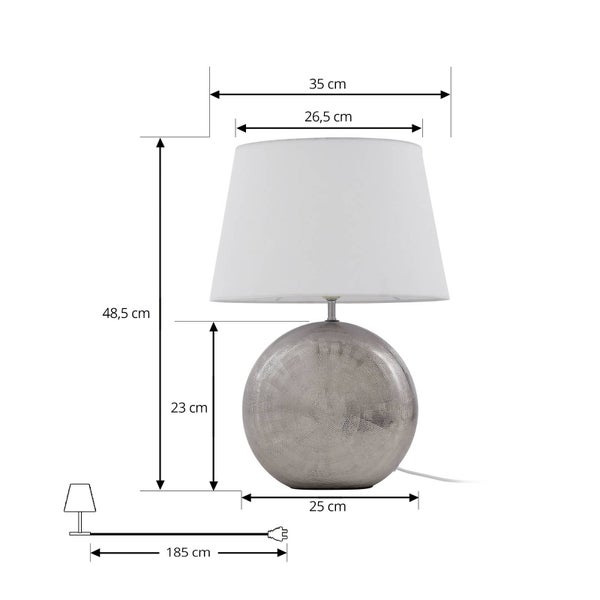 Lindby Tischlampe, Tischleuchte Stoffschirm weiß Nachttischlampe Stoffschirmlampe 1x E27 max. 60W ohne Leuchtmittel Schlafzimmerlampe