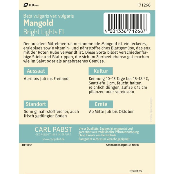 Mangold buntstielig & wüchsig Bright Lights Samen von Pabst Keimkraft