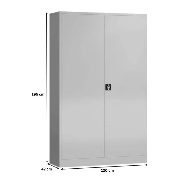 PROREGAL Stahlschrank Bee 7 Fachböden HxBxT 195 x 120 x 42 cm Pulverbeschichtetes Fachbodenmaterial Grau & Grau