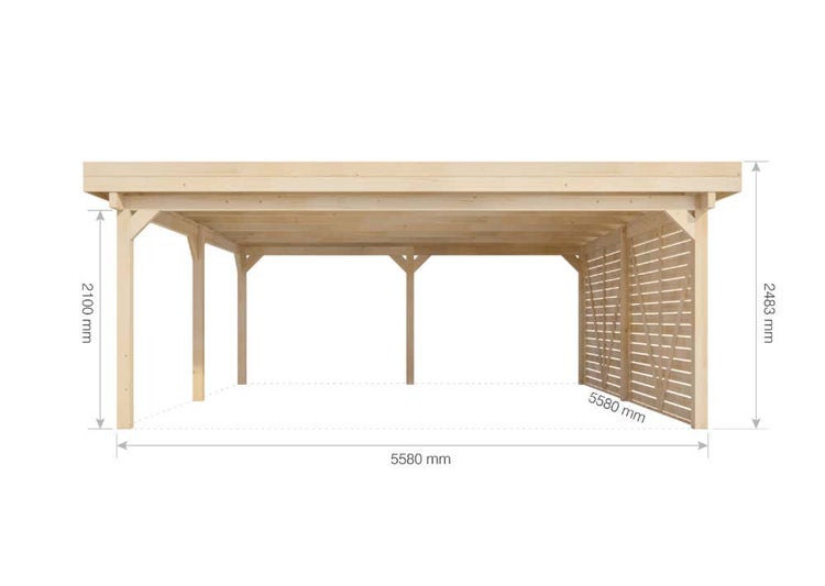 Alpholz Doppelcarport Olaf Carport aus Holz, Unterstand Überdachung mit Montagematerial, Naturbelassen
