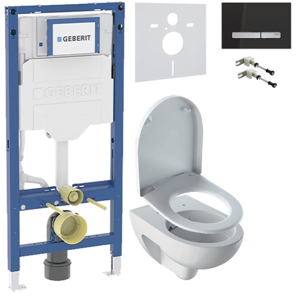 Geberit Wand-WC-Set mit Spülkasten, Montageelement, Betätigungsplatte und Befestigungsmaterial