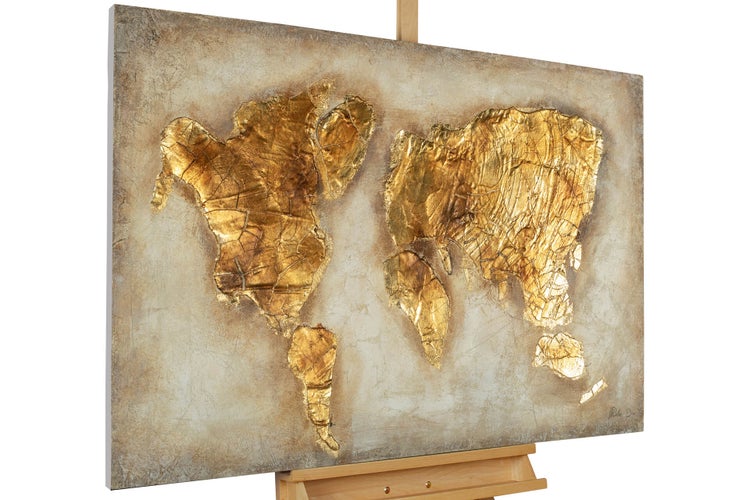 Handgemaltes Gemälde Acrylfarbe 120x80cm Gold