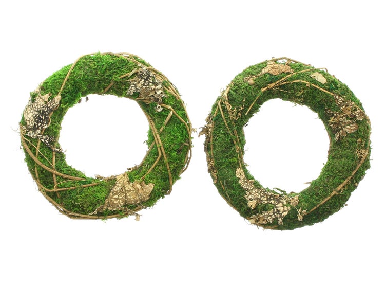 FRANK FLECHTWAREN | Mooskranz Petit, 2er Set, KUNSTSTOFF, MOOS, NATURMATERIALIEN, Ø 20 x 4 cm