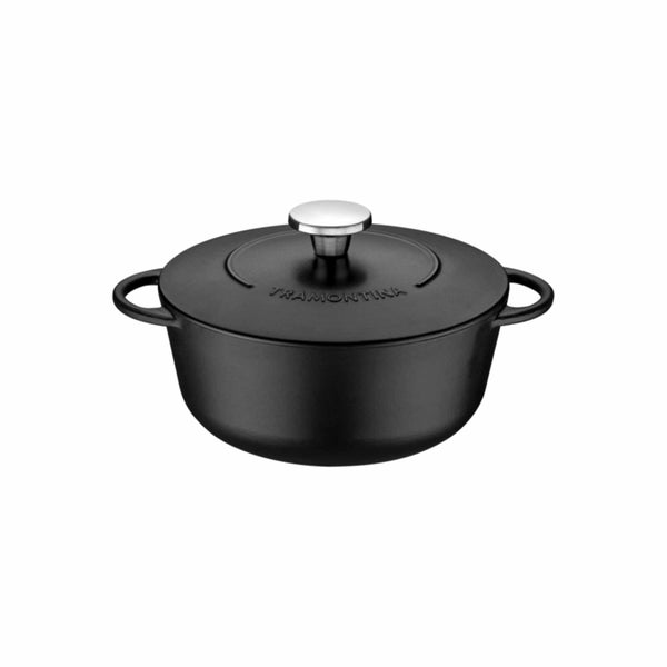 Schwarzer Schmortopf mit Deckel