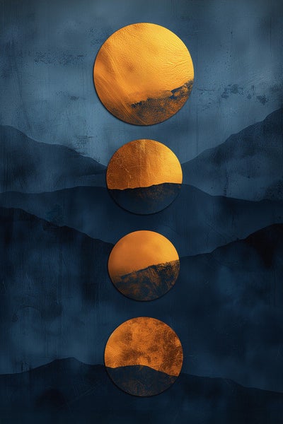 Dekorative Wandkunst mit vier Kreisen auf Leinwand