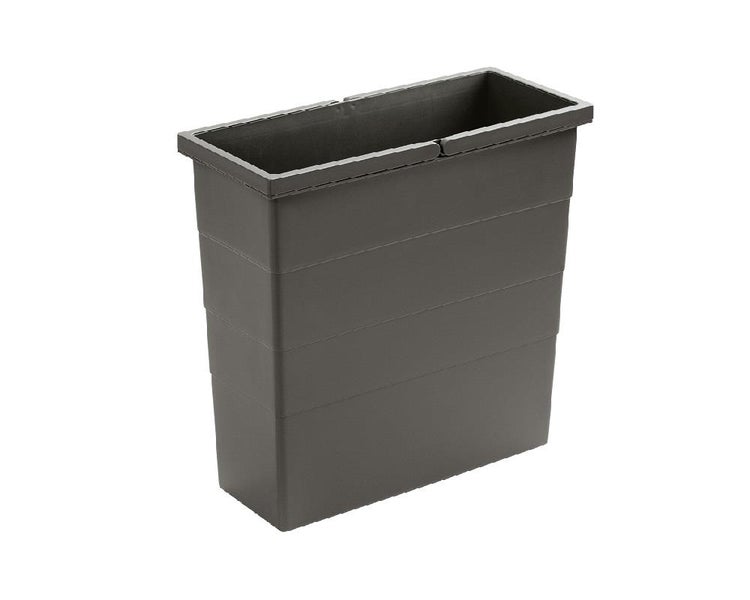 Rechteckiger Kunststoffbehälter in Dunkelgrau für Abfallsysteme oder als Pflanzeinsatz.