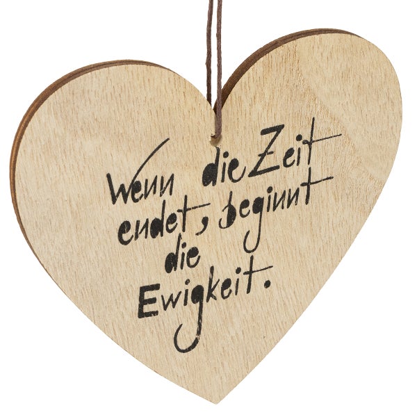 Herzförmiges Holzschild mit Spruch zur Dekoration