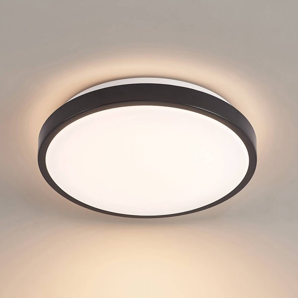 Lindby LED Deckenleuchte Villum (Modern) in Schwarz (1 flammig, ) - Lampe Deckenlampe Arbeitszimmerleuchte