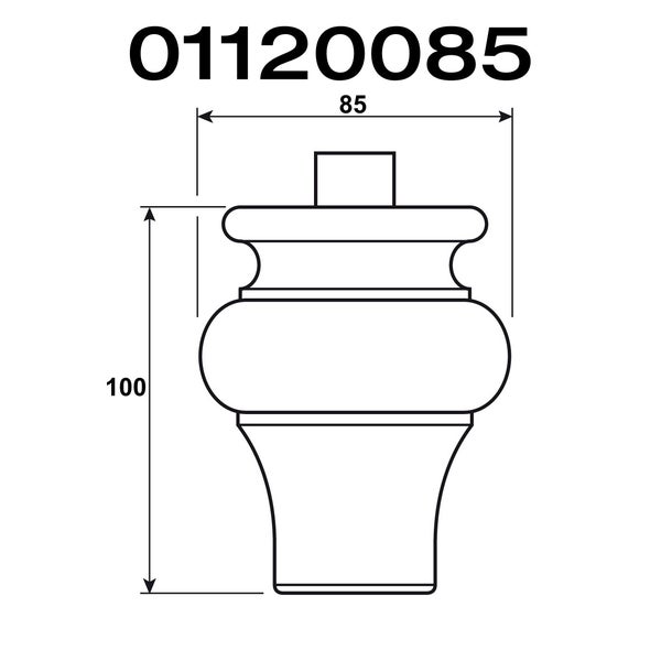 Technische Zeichnung eines Möbelfußes mit den Maßen 85 und 100.