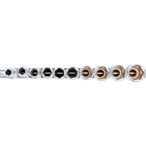 BGS Steckschlüssel-Einsatz-Satz Sechskant tief Antrieb Innenvierkant 12,5 mm (1/2) Zollgrößen 10tlg. - 2435