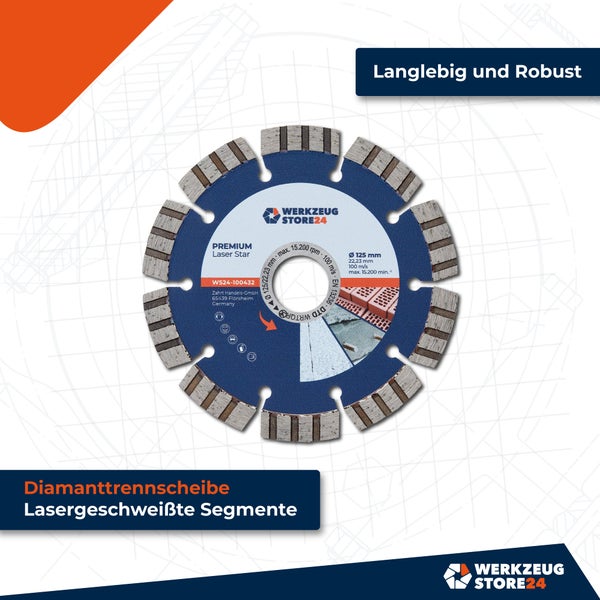 Diamanttrennscheibe mit lasergeschweißten Segmenten