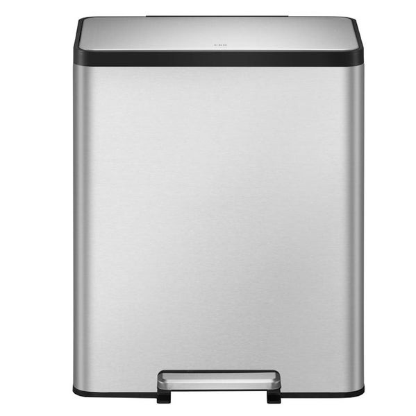 PROREGAL Rechteckiger Treteimer Aus Gebürstetem Edelstahl Mit Soft Close Deckel & Handlichen Kunststoffgriffen HxBxT 66 x 37,3 x 52,6 cm Silber