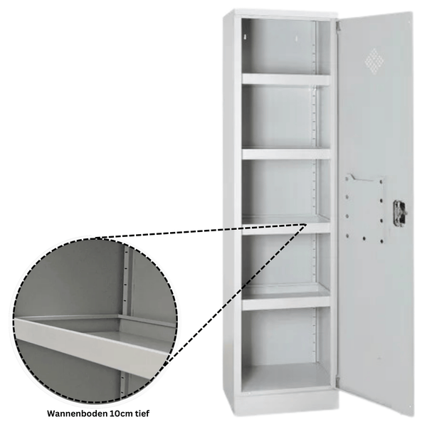 PROREGAL Gefahrstoffschrank Snake HxBxT 195 x 50 x 42 cm Grau