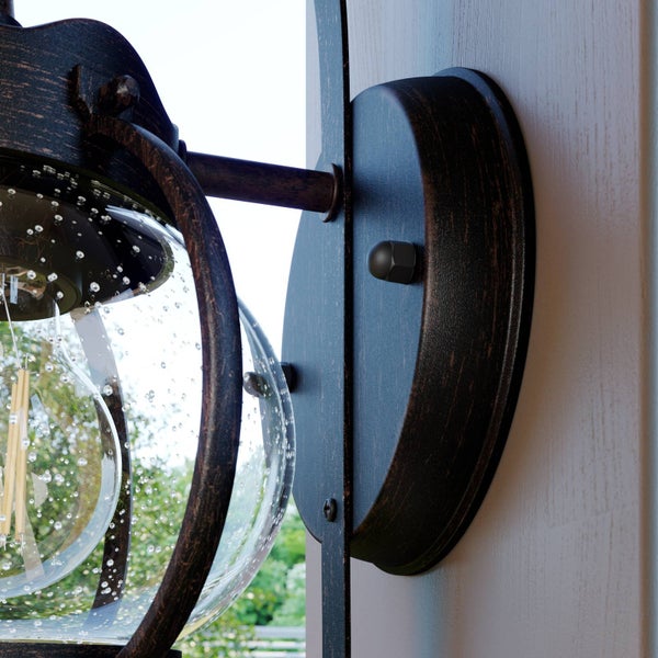 Lindby Wandleuchte außen Gerlo (Landhaus, Vintage Rustikal) in Braun aus Aluminium (1 flammig E27) - Außenwandleuchten Wandlampe Led Außenlampe Outdoor für Außenwand/Hauswand Haus