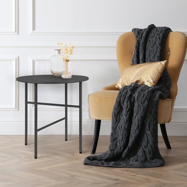 Beautissu Finn Beistelltisch Ø 44x46cm Schwarz Metall