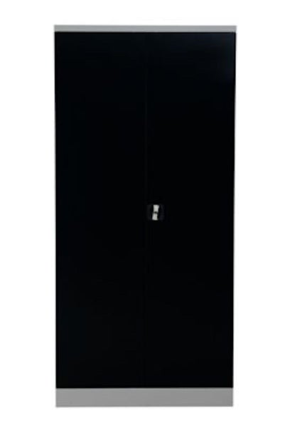 PROREGAL Stahlschrank Bee 4 Fachböden HxBxT 195 x 92 x 42 cm Pulverbeschichtetes Fachbodenmaterial Grau & Schwarz