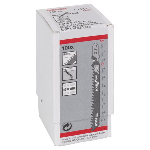 Bosch 100x Stichsägeblatt T 111 C Basic for Wood - 2608637878