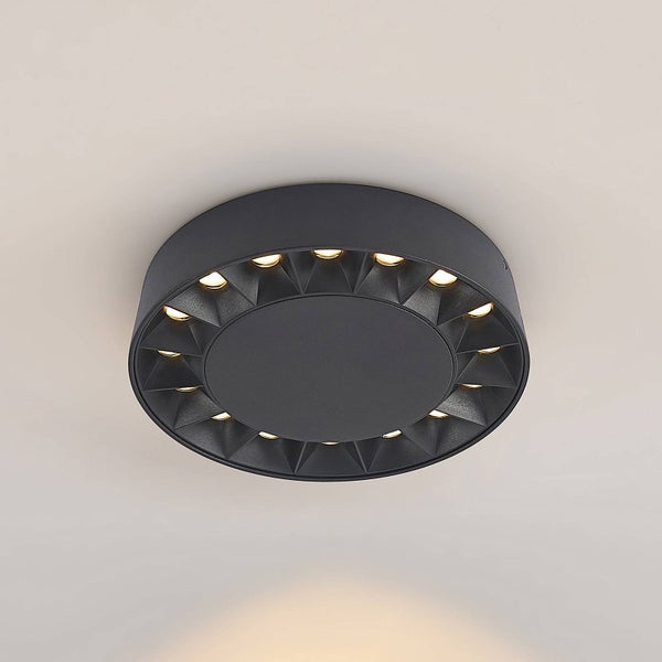 Lucande LED Deckenleuchten Kelissa (Modern) in Schwarz aus Aluminium (1 flammig, ) - Außenleuchte für Garten Terasse Balkon & Haus Deckenleuchte Badezimmerleuchte