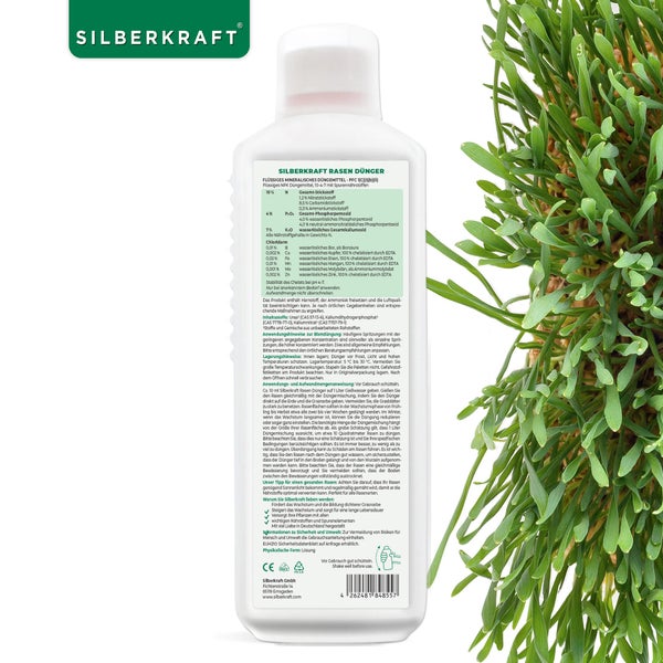 SILBERKRAFT Rasen Dünger – NPK Flüssigdünger für dichten Rasen – 1 Liter