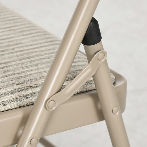 HOMCOM 6er Set Klappstuhl Campingstuhl mit Gepolsteter Rückenlehne, Klappbar Bürostuhl mit Stahlrahmen, Küchenstuhl mit Polster bis 120 kg belastbar für Gäste, Büro, Camping, Beige