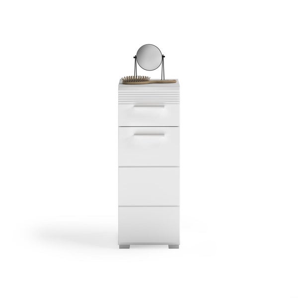 Linus Badschrank 1 Tür, 1 Schublade Hochglanz weiß,weiß. 30 X 31 X 80 cm