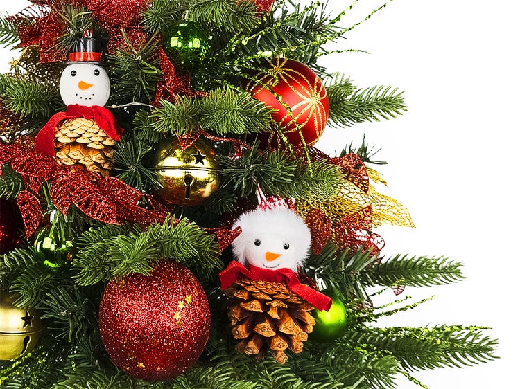 Dekorierter künstlicher Weihnachtsbaum SNOWBIRD II 60 cm mit LED-Beleuchtung IN FLOWER