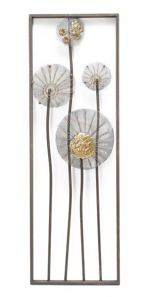 FRANK FLECHTWAREN | Wanddeko Flowers, METALL, 30 x 4 x 90 cm