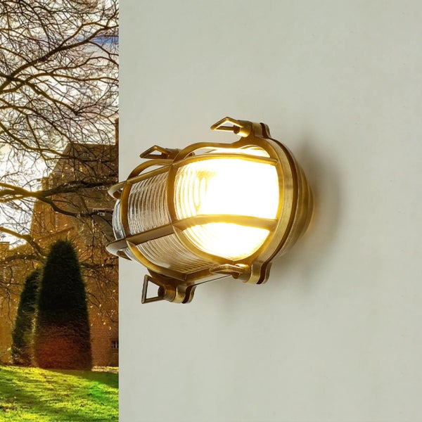 Maritime Wandleuchte aus Metall und Glas für den Außenbereich