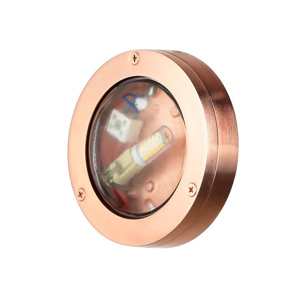 Runde LED-Wandeinbauleuchte aus Metall und Glas